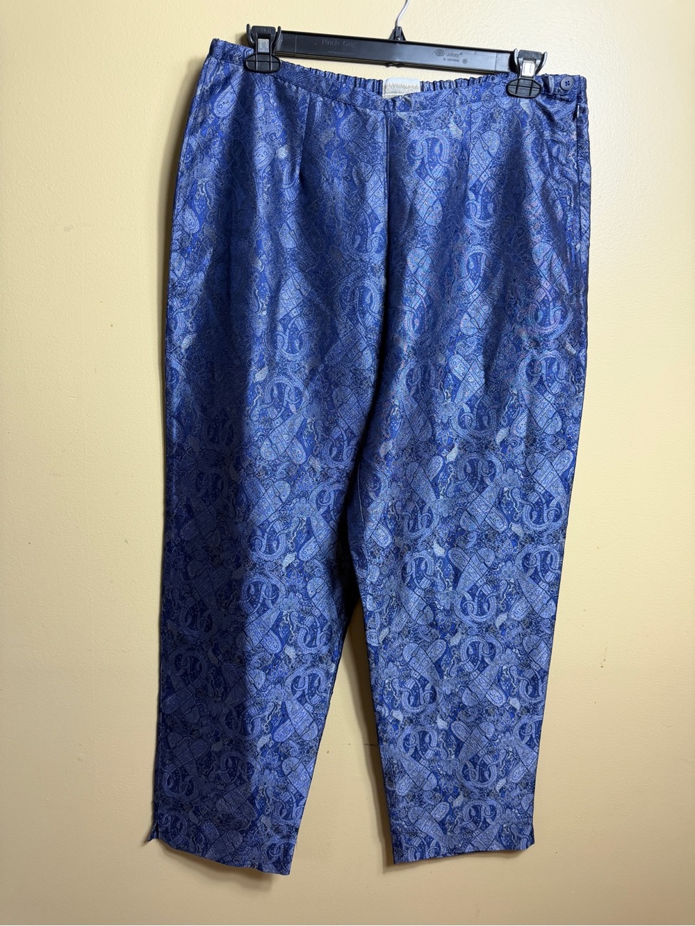 NWT Vintage Coldwater Creek Blue Paisley Jacquard 100% Silk Pants XL